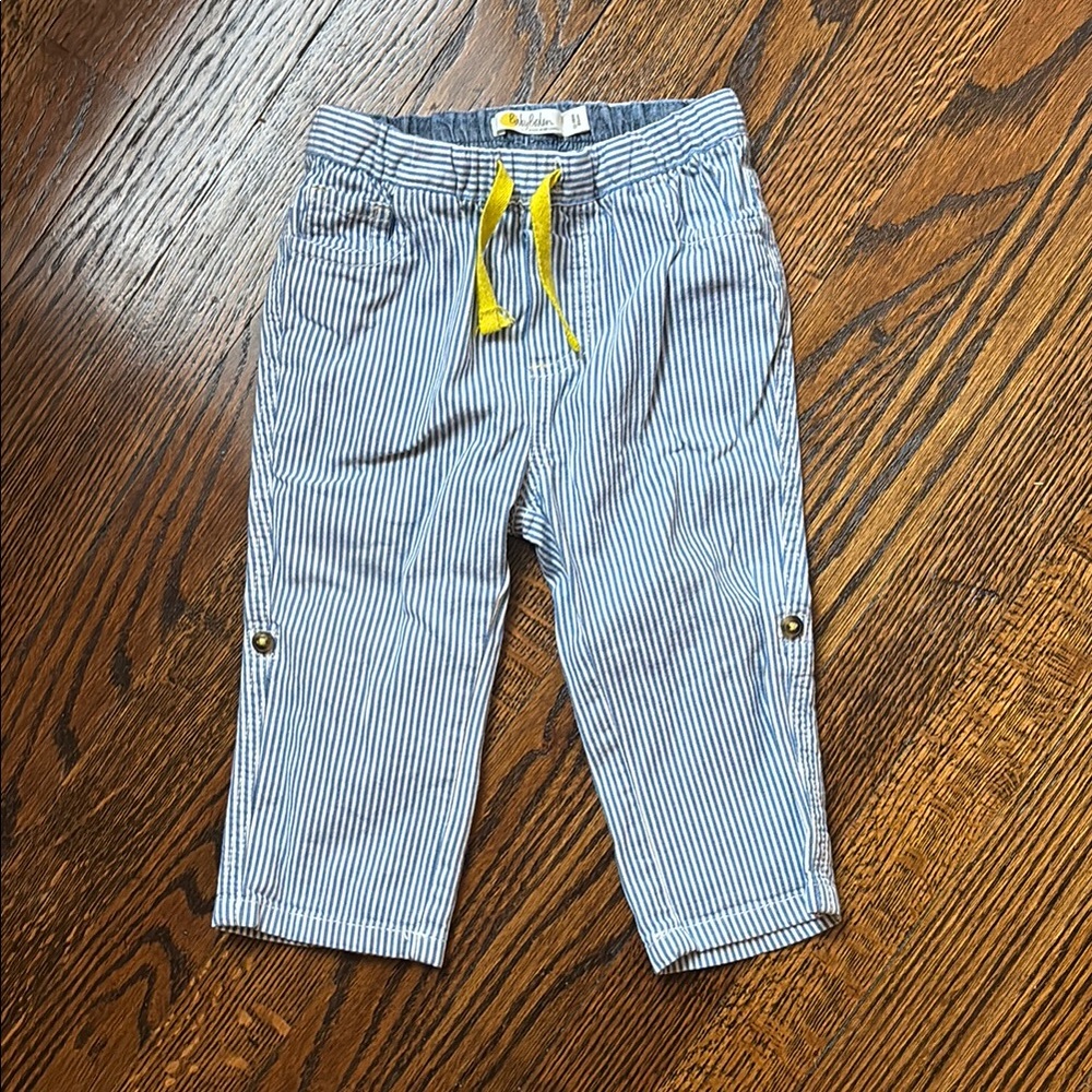 Baby Boden Ticking Stripe Rollup Pants